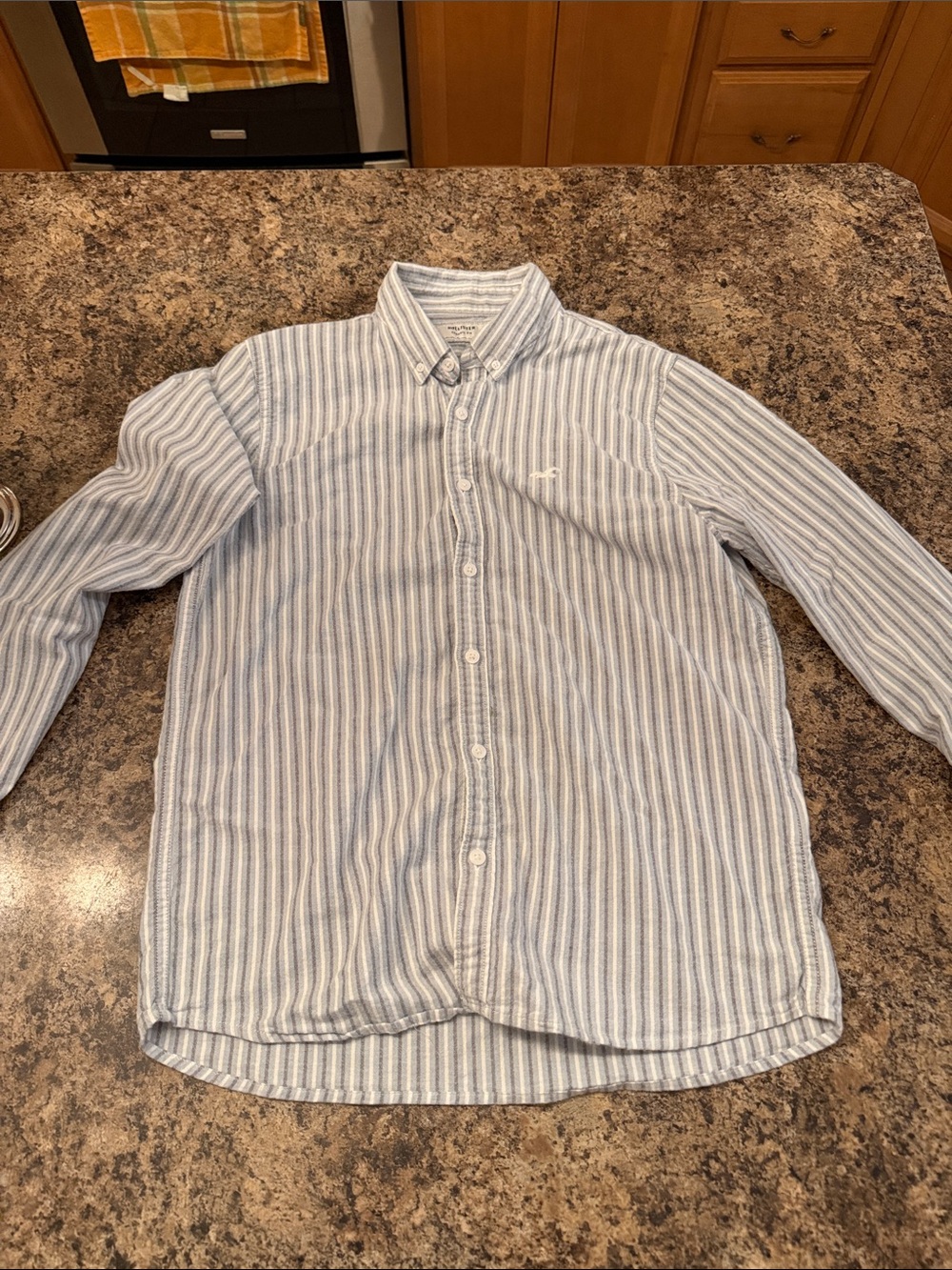 Hollister Button-Down Stripe Shirt - Light Blue & White
